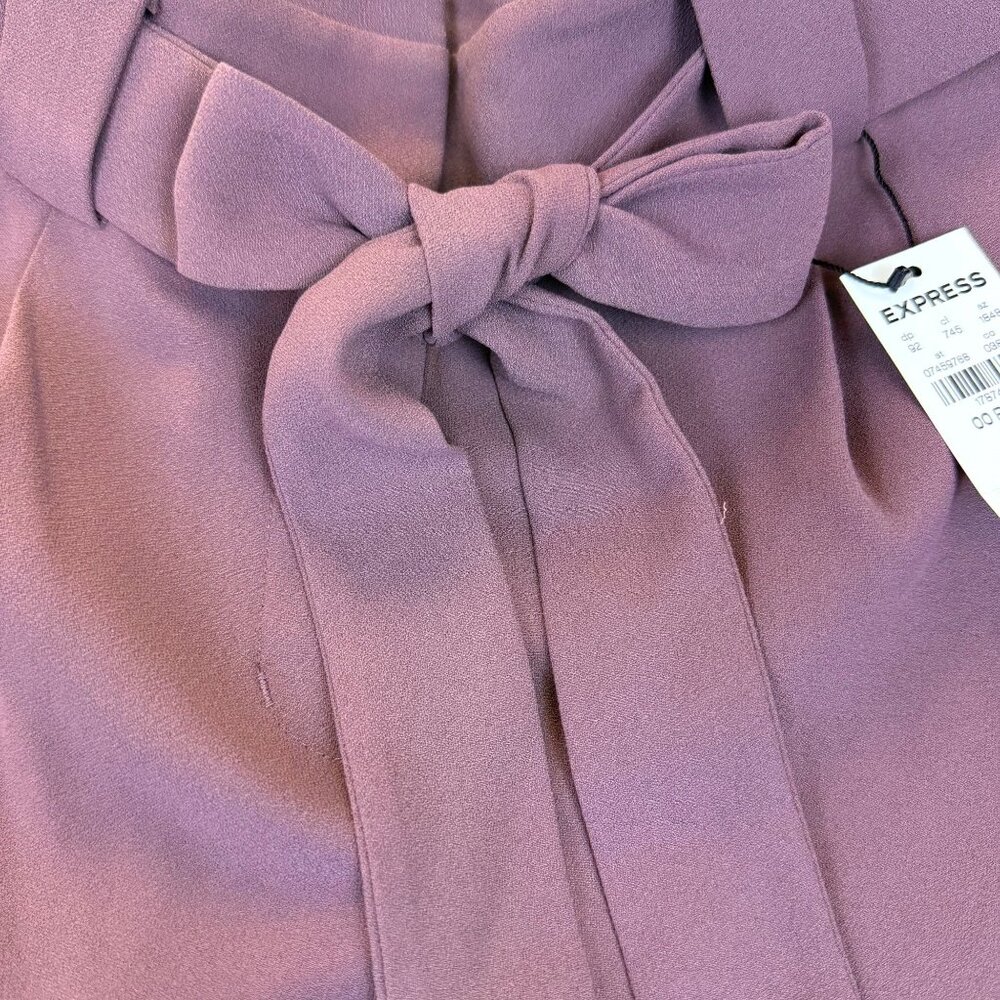 Express Women’s Purple High-Rise Ankle Pants With Bow Front Size 00P - New - Picture 6 of 14